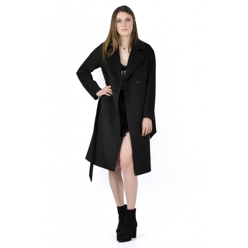 Ophelia wool and cashmere  black softly tailored long coat