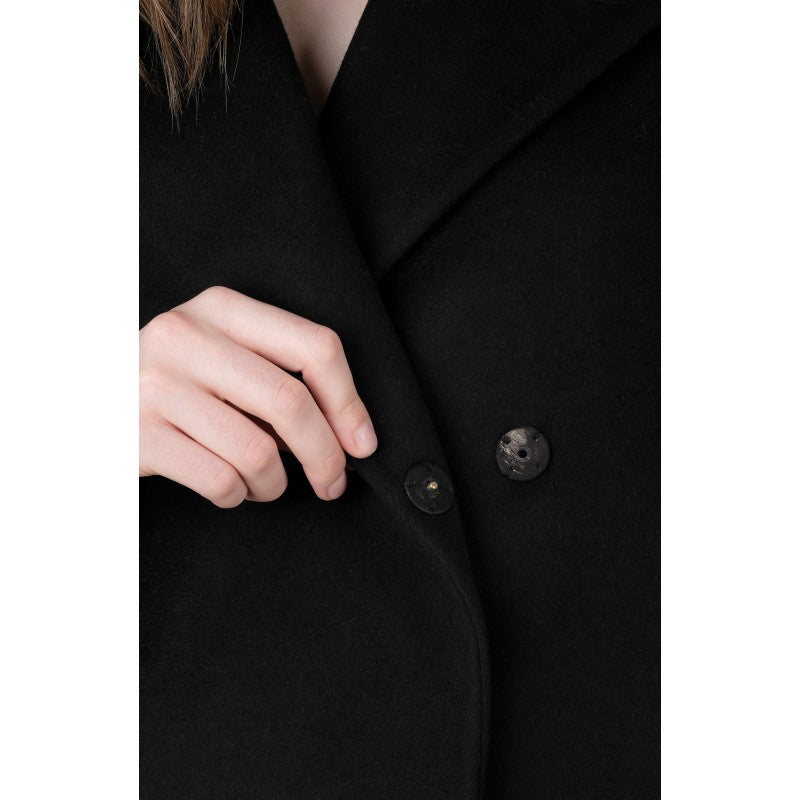 Ophelia wool and cashmere  black softly tailored long coat