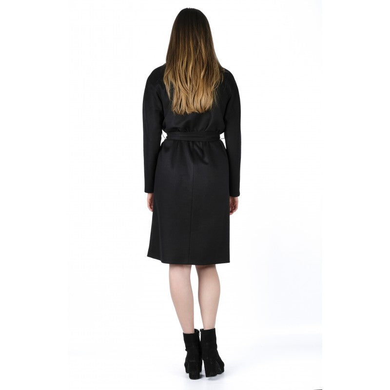 Ophelia wool and cashmere  black softly tailored long coat