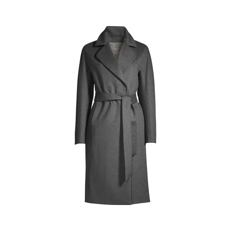 Ophelia double breasted classic lapel tailored over the knee coat in grey