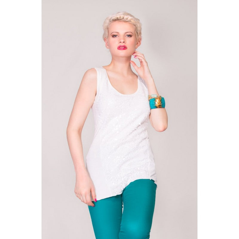 Sequined White Top