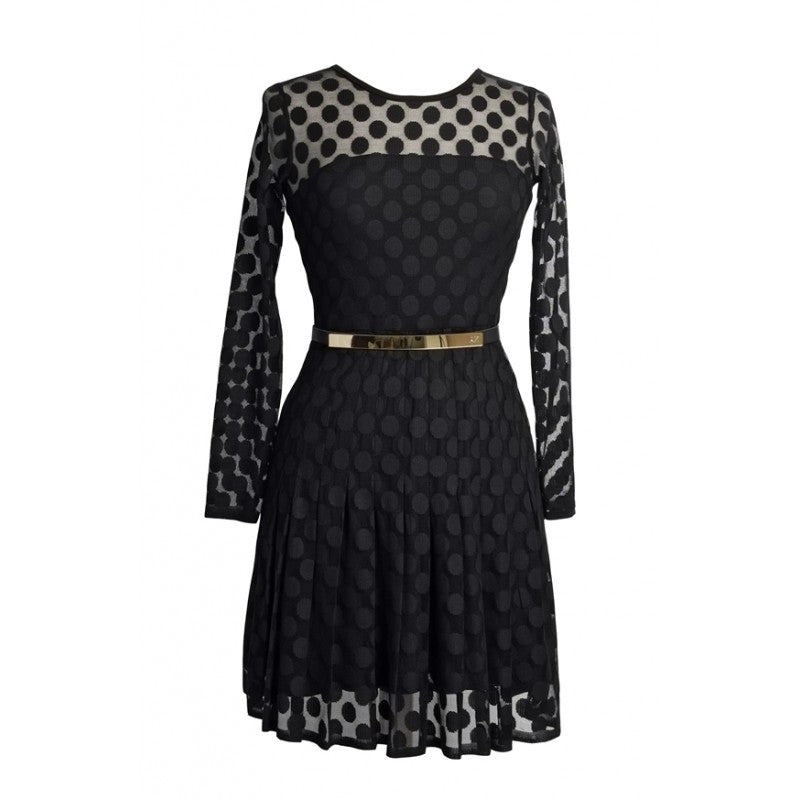 Sylvie polka dot black lace dress