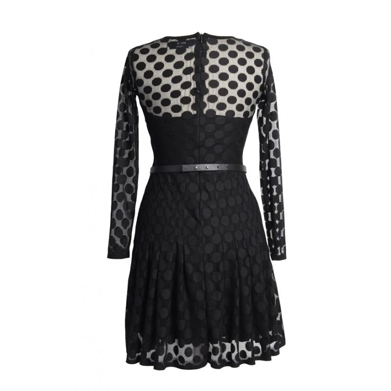 Sylvie polka dot black lace dress
